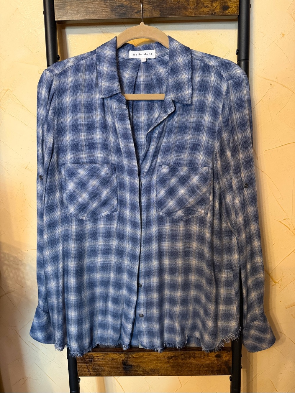 Bella Dahl Blue & White Plaid Relaxed Button-Down Shirt
